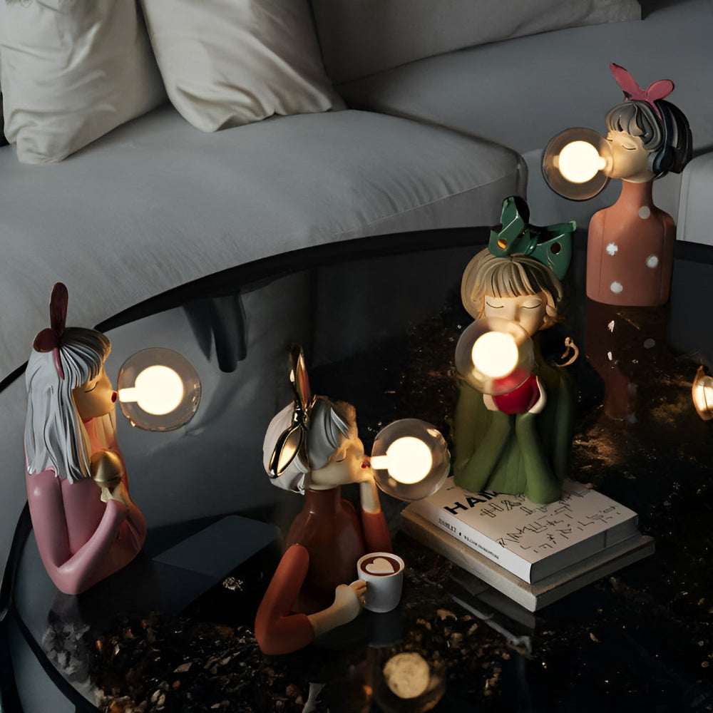 Frendorf | BubbleFairies Tischlampe - Charmantes Quartett Cartoon Mädchen Statuen