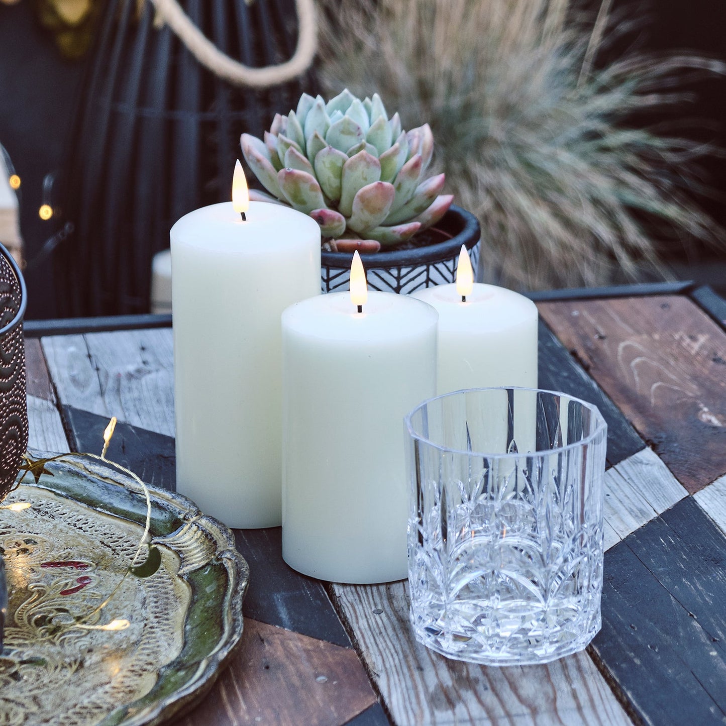 TruGlow LED Outdoor Kerzen Trio mit Fernbedienung