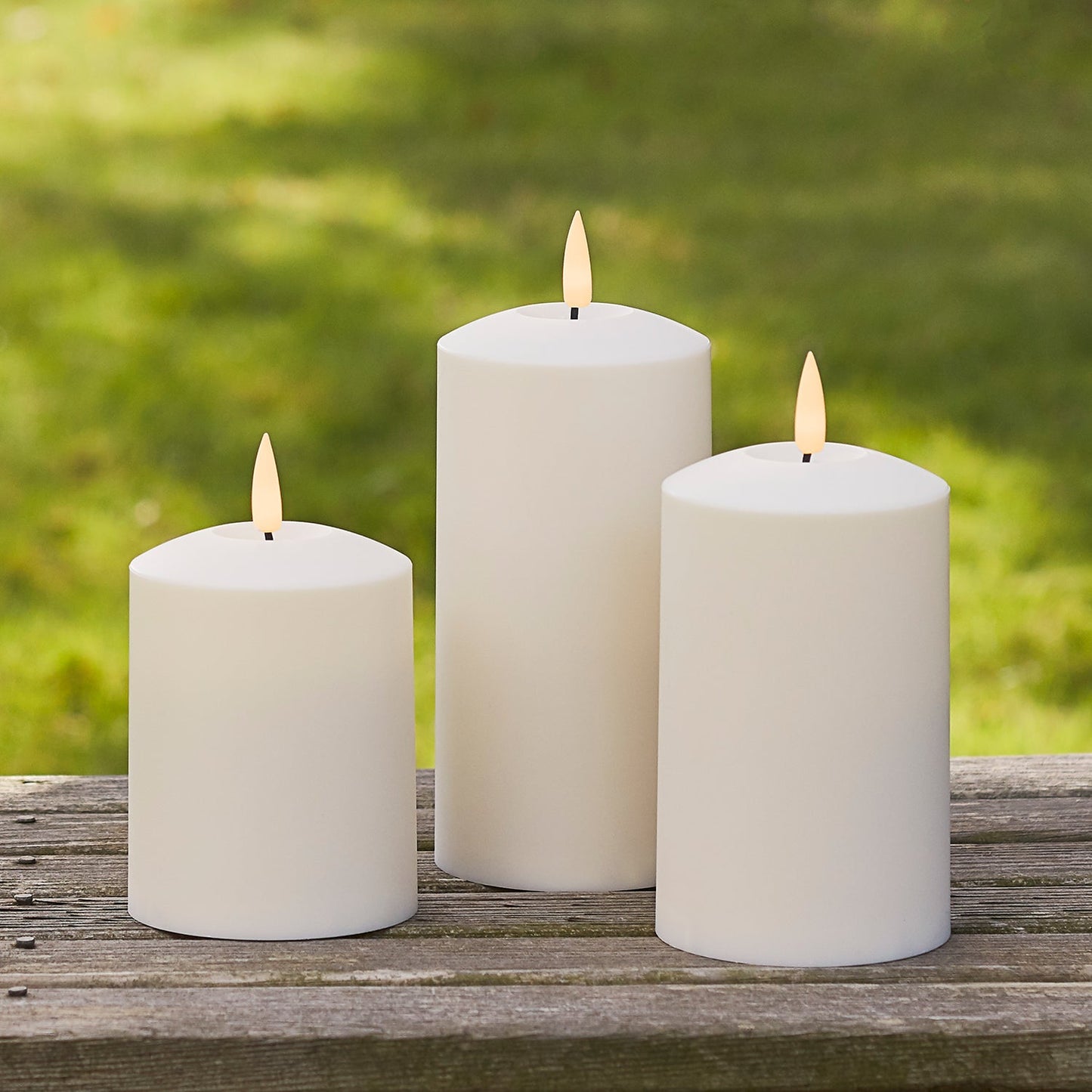 TruGlow LED Outdoor Kerzen Trio mit Fernbedienung