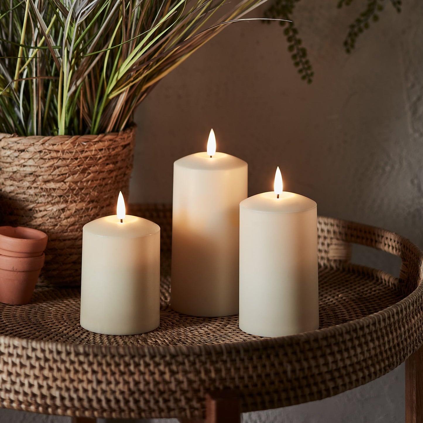 TruGlow LED Outdoor Kerzen Trio mit Fernbedienung