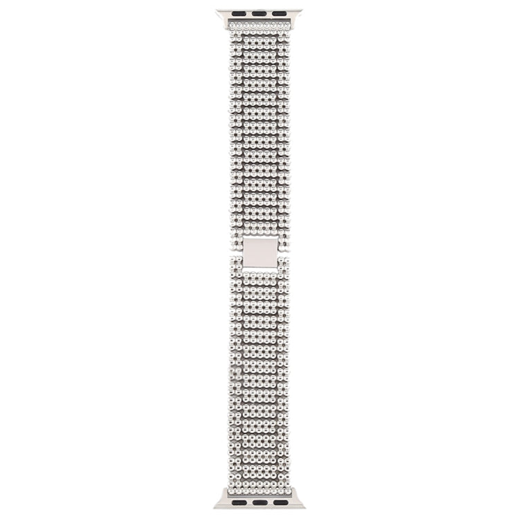 Frendorf | Für Apple Watch Series 7 45mm / 6 & SE & 5 & 4 44mm / 3 & 2 & 1 42mm Nine Beads Edelstahl Handgelenk Armband (Silber)