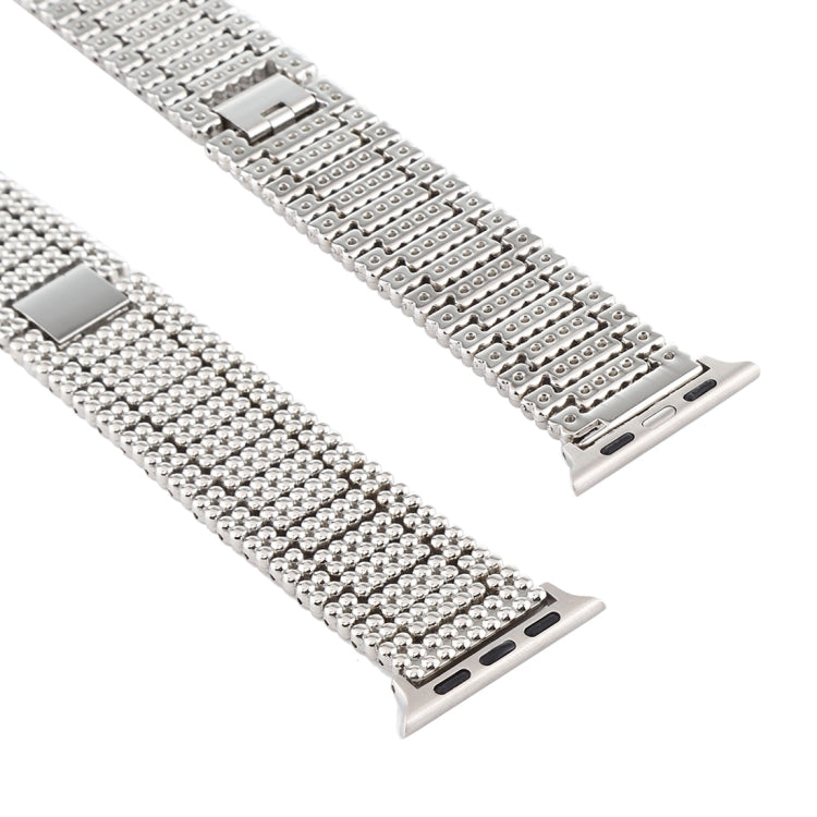 Frendorf | Für Apple Watch Series 7 45mm / 6 & SE & 5 & 4 44mm / 3 & 2 & 1 42mm Nine Beads Edelstahl Handgelenk Armband (Silber)