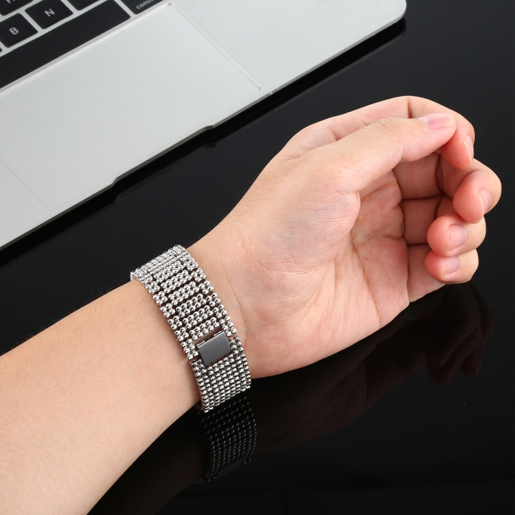 Frendorf | Für Apple Watch Series 7 45mm / 6 & SE & 5 & 4 44mm / 3 & 2 & 1 42mm Nine Beads Edelstahl Handgelenk Armband (Silber)