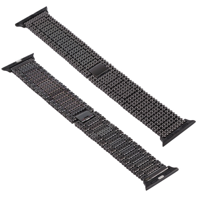 Frendorf | Für Apple Watch Series 7 41mm / 6 & SE & 5 & 4 40mm / 3 & 2 & 1 38mm Nine Beads Edelstahl Armband Uhrband (Schwarz)