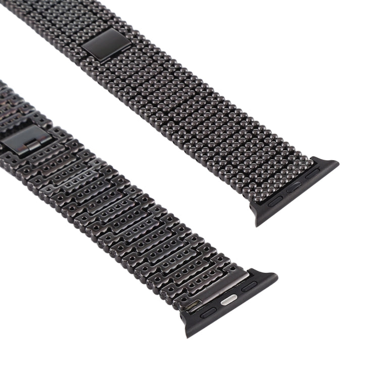 Frendorf | Für Apple Watch Series 7 41mm / 6 & SE & 5 & 4 40mm / 3 & 2 & 1 38mm Nine Beads Edelstahl Armband Uhrband (Schwarz)