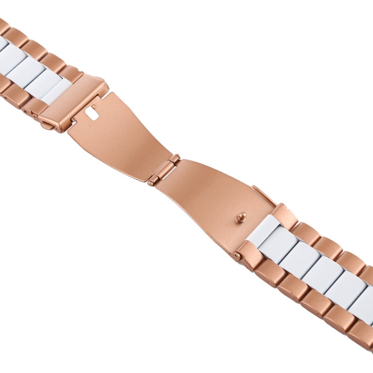 Frendorf | Für Apple Watch Series 10 42mm / 9&8&7 41mm / SE 3&SE 2&6&SE&5&4 40mm / 3&2&1 38mm Edelstahl Handgelenkarmband Uhrband (Weiß + Gold)
