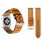 Frendorf | Für Apple Watch Series 10 42mm / 9&8&7 41mm / SE 3&SE 2&6&SE&5&4 40mm / 3&2&1 38mm Handbuch Linienmuster Echtleder Armbanduhr Band (Khaki)