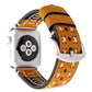 Frendorf | Für Apple Watch Series 10 42mm / 9&8&7 41mm / SE 3&SE 2&6&SE&5&4 40mm / 3&2&1 38mm Handbuch Linienmuster Echtleder Armbanduhr Band (Khaki)