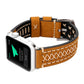 Frendorf | Für Apple Watch Series 10 42mm / 9&8&7 41mm / SE 3&SE 2&6&SE&5&4 40mm / 3&2&1 38mm Handbuch Linienmuster Echtleder Armbanduhr Band (Khaki)