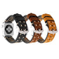 Frendorf | Für Apple Watch Series 10 42mm / 9&8&7 41mm / SE 3&SE 2&6&SE&5&4 40mm / 3&2&1 38mm Handbuch Linienmuster Echtleder Armbanduhr Band (Khaki)