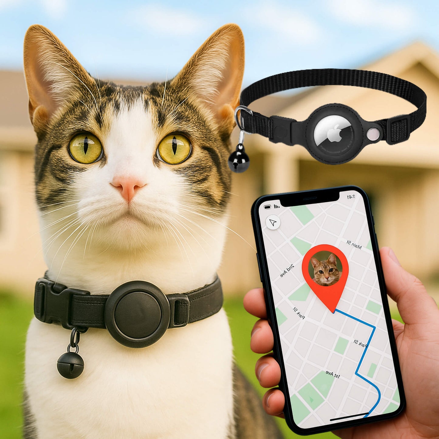 Frendorf | Katzen GPS Tracker Halsband | Schnellverschluss, reflektierendes Design & strapazierfähig für Outdoor-Sicherheitsabenteuer