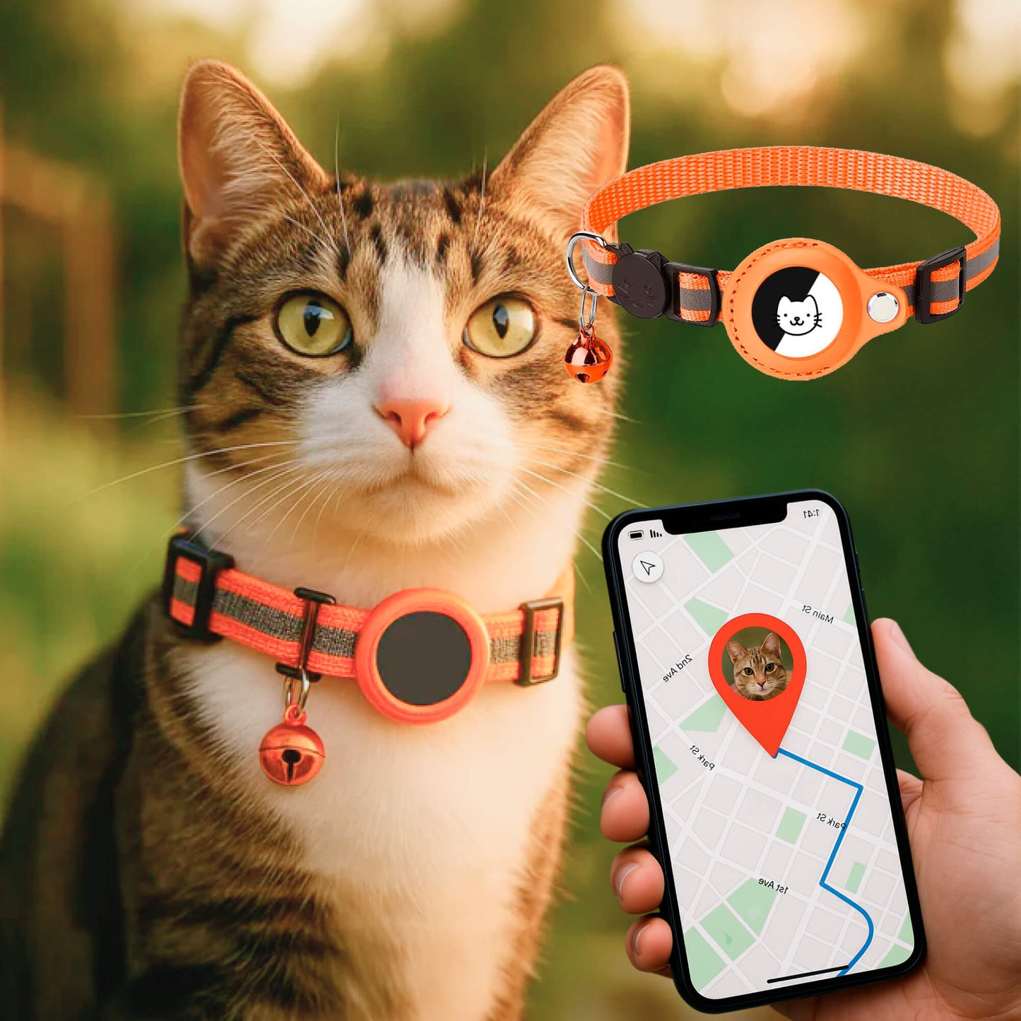 Frendorf | Katzen GPS Tracker Halsband | Schnellverschluss, reflektierendes Design & strapazierfähig für Outdoor-Sicherheitsabenteuer