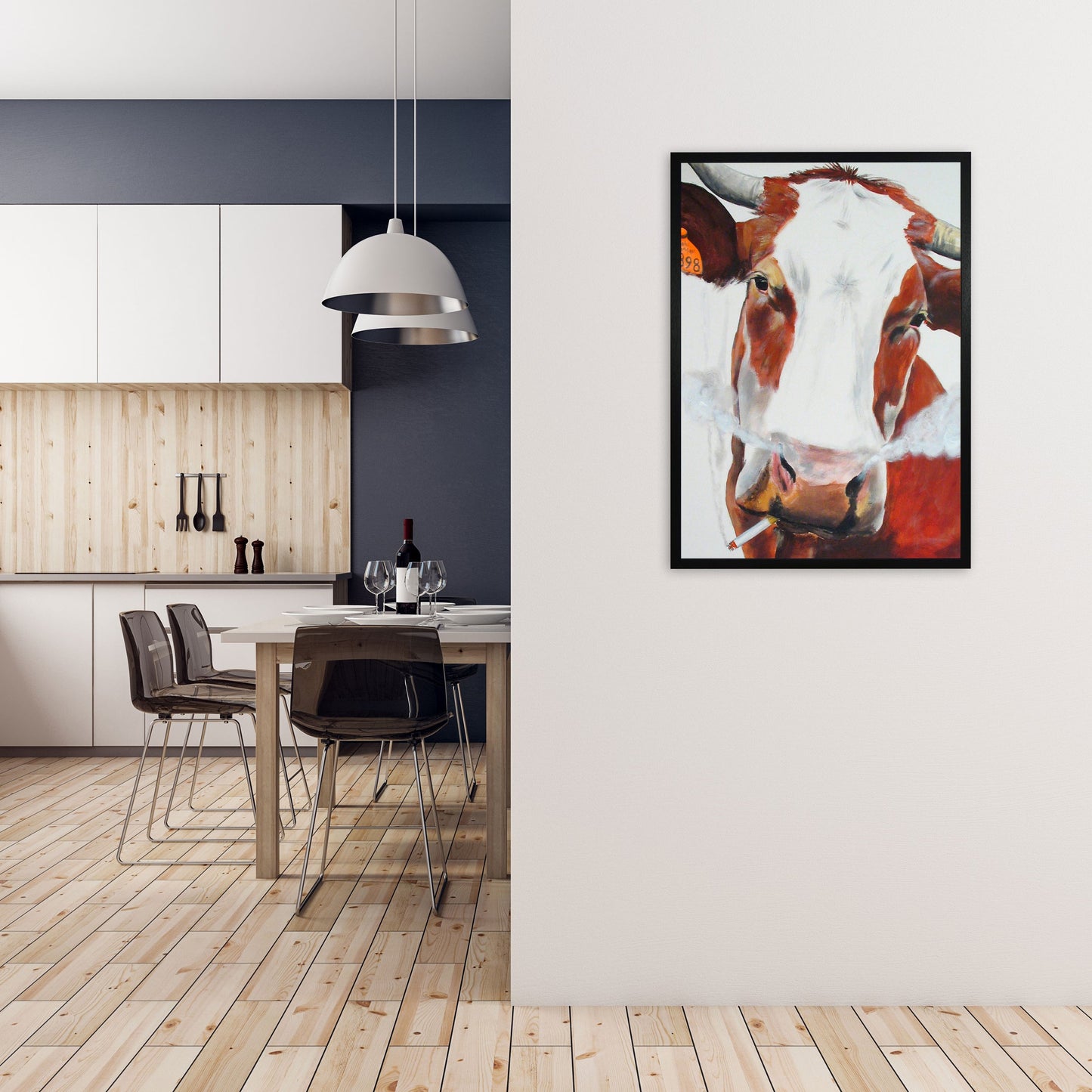 Cow Smoking 02 Kunstdruck