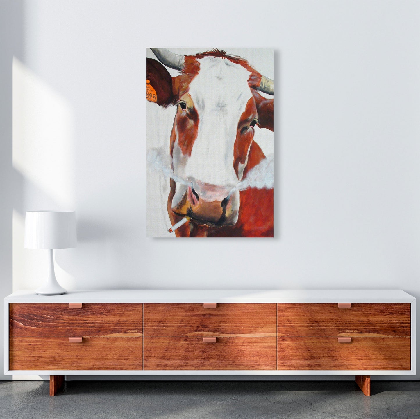 Cow Smoking 02 Kunstdruck