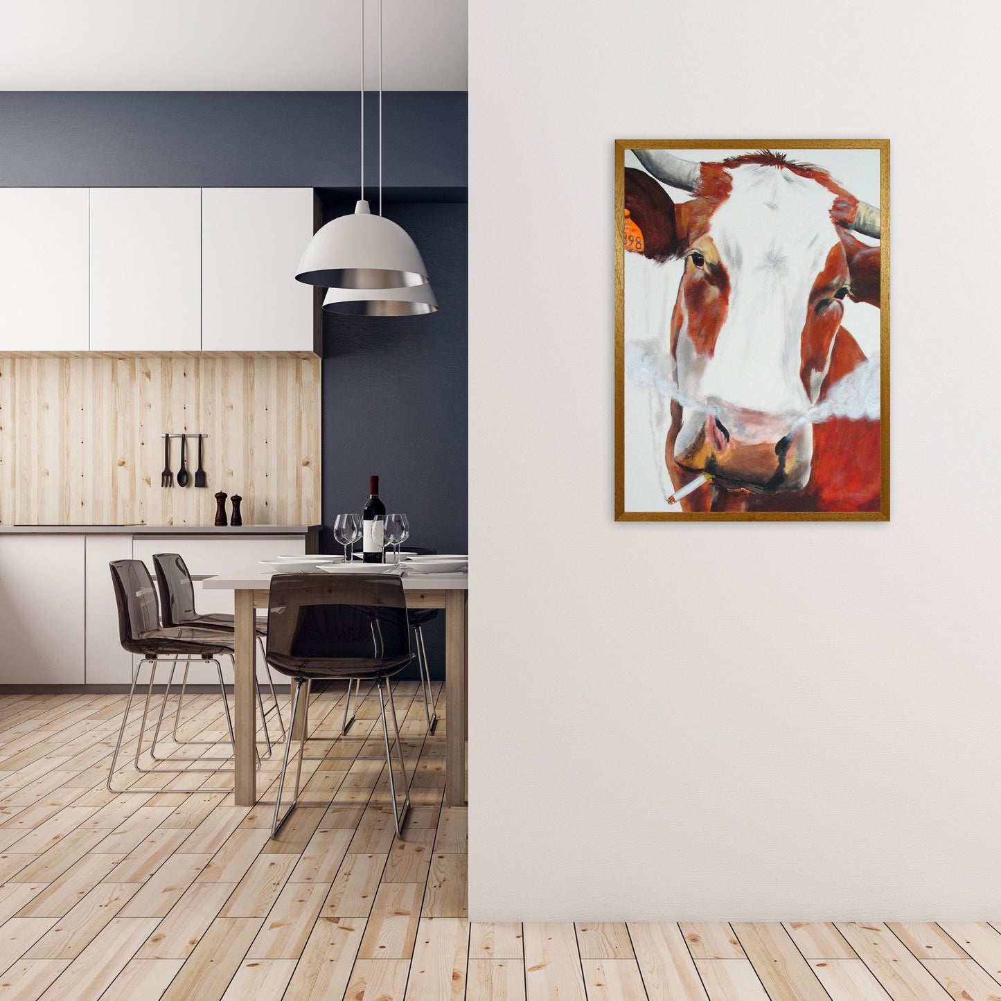 Cow Smoking 02 Kunstdruck