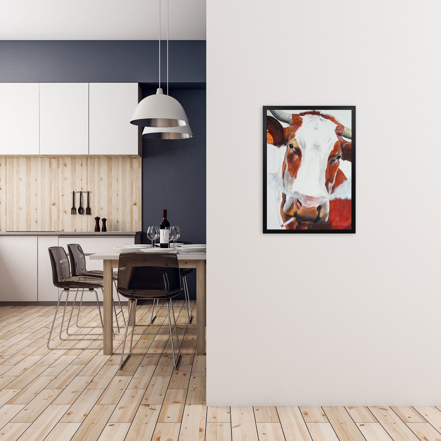 Cow Smoking 02 Kunstdruck