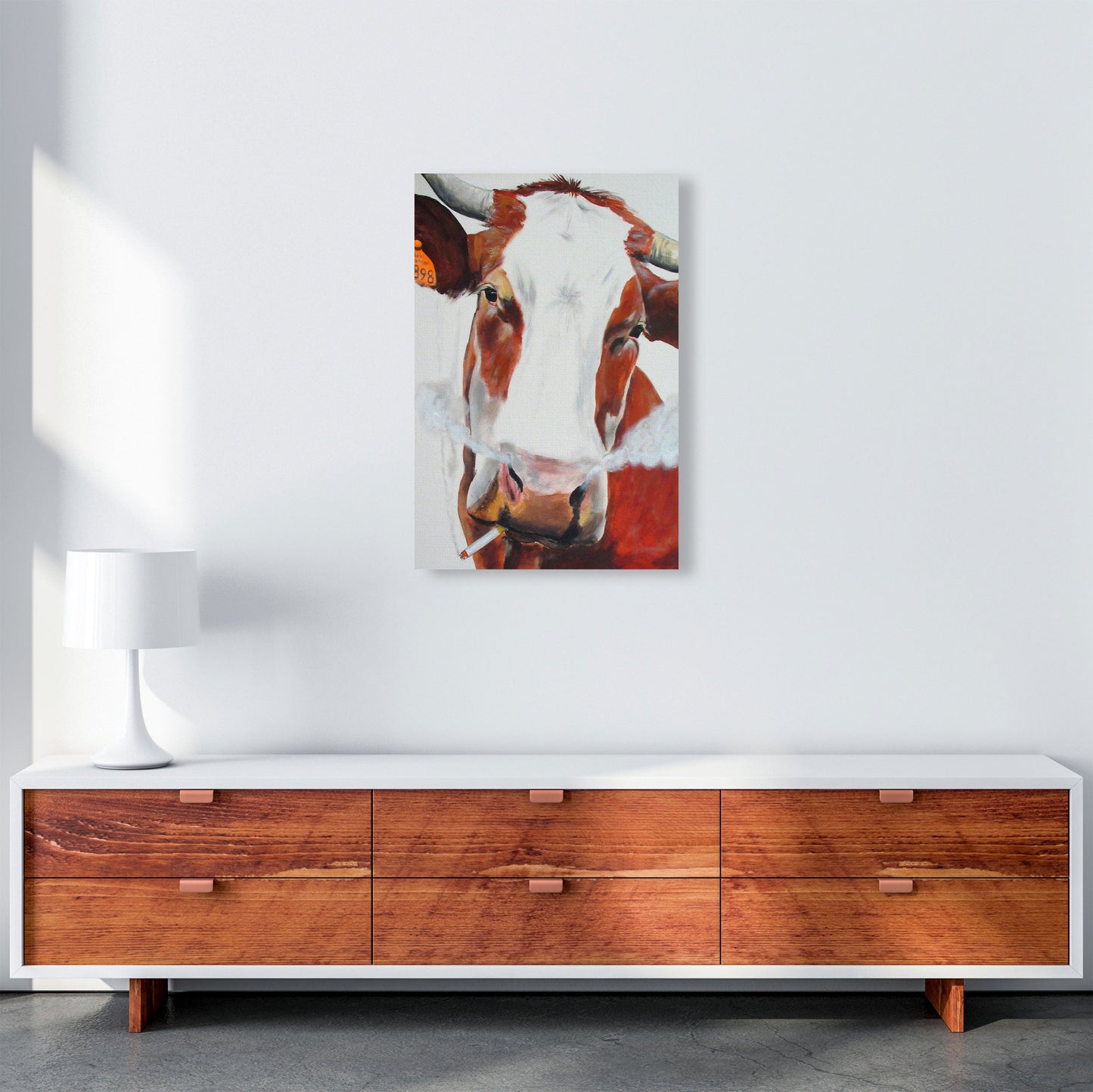 Cow Smoking 02 Kunstdruck