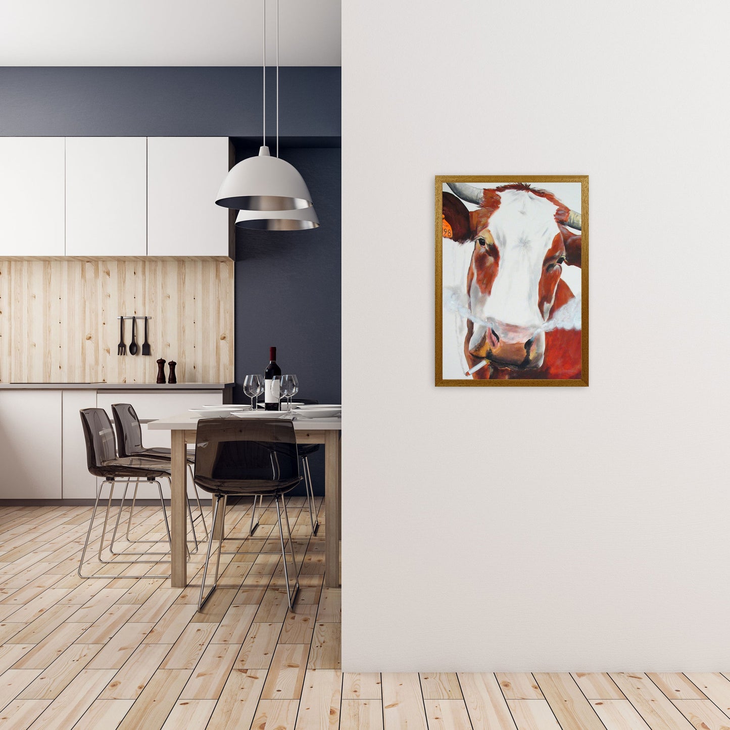 Cow Smoking 02 Kunstdruck