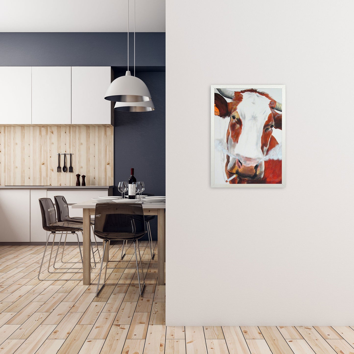 Cow Smoking 02 Kunstdruck