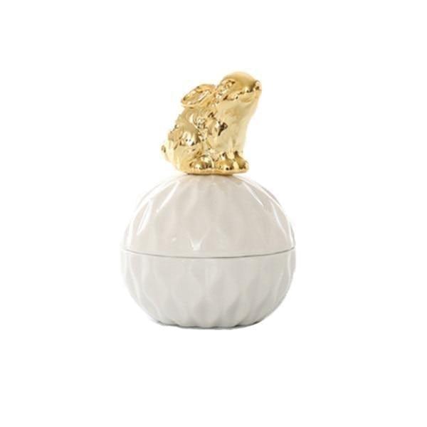 Frendorf | TreasureKeep Porzellan Schmuckaufbewahrung | Weiß & Gold | Elegantes Design | Vielseitige Schmuckbox