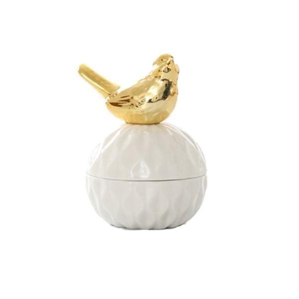 Frendorf | TreasureKeep Porzellan Schmuckaufbewahrung | Weiß & Gold | Elegantes Design | Vielseitige Schmuckbox