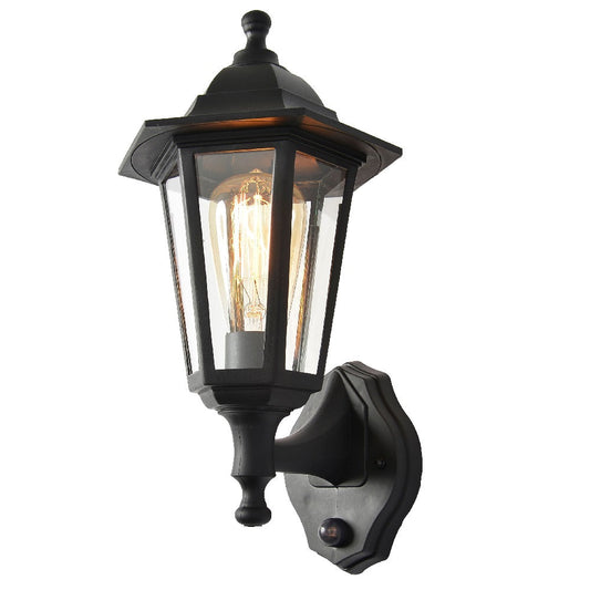 Schwarze Outdoor Vintage Aufhängelampe mit PIR