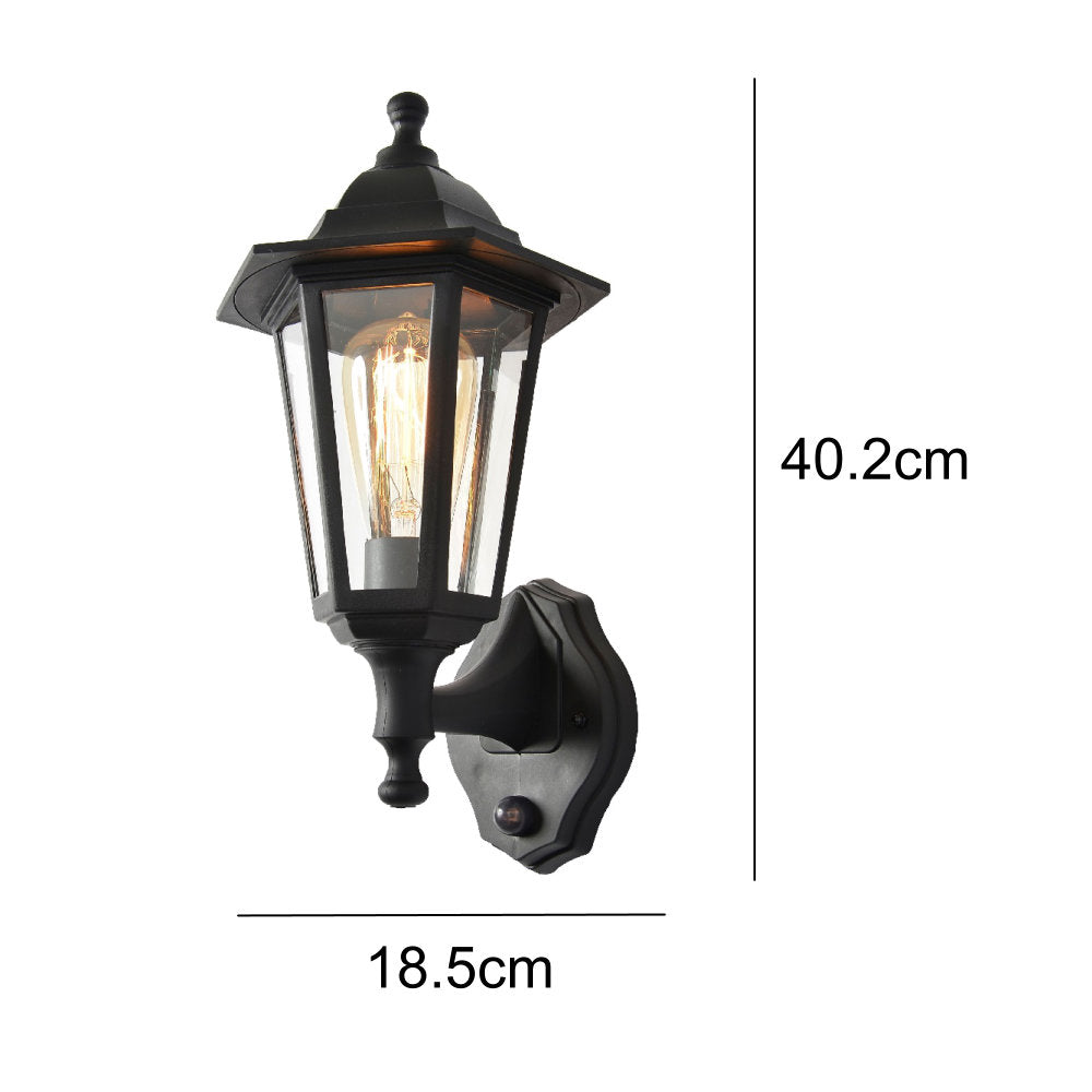 Schwarze Outdoor Vintage Aufhängelampe mit PIR