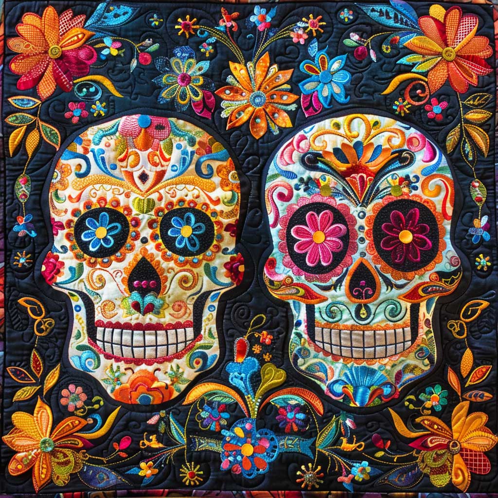 Calavera Zuckerskelette Tagesdecke