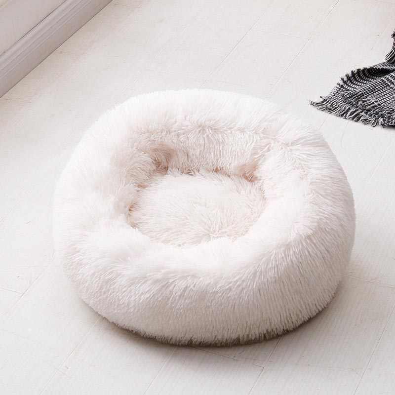 Runder Plüsch beruhigender Donut-Katzenbett-Nest