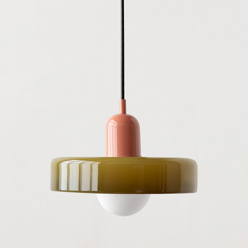 Frendorf |  Pendelleuchte aus farbigem Glas | Elegante Hängeleuchte im Bauhaus-Stil | Designlampe für Wohnzimmer & Esszimmer