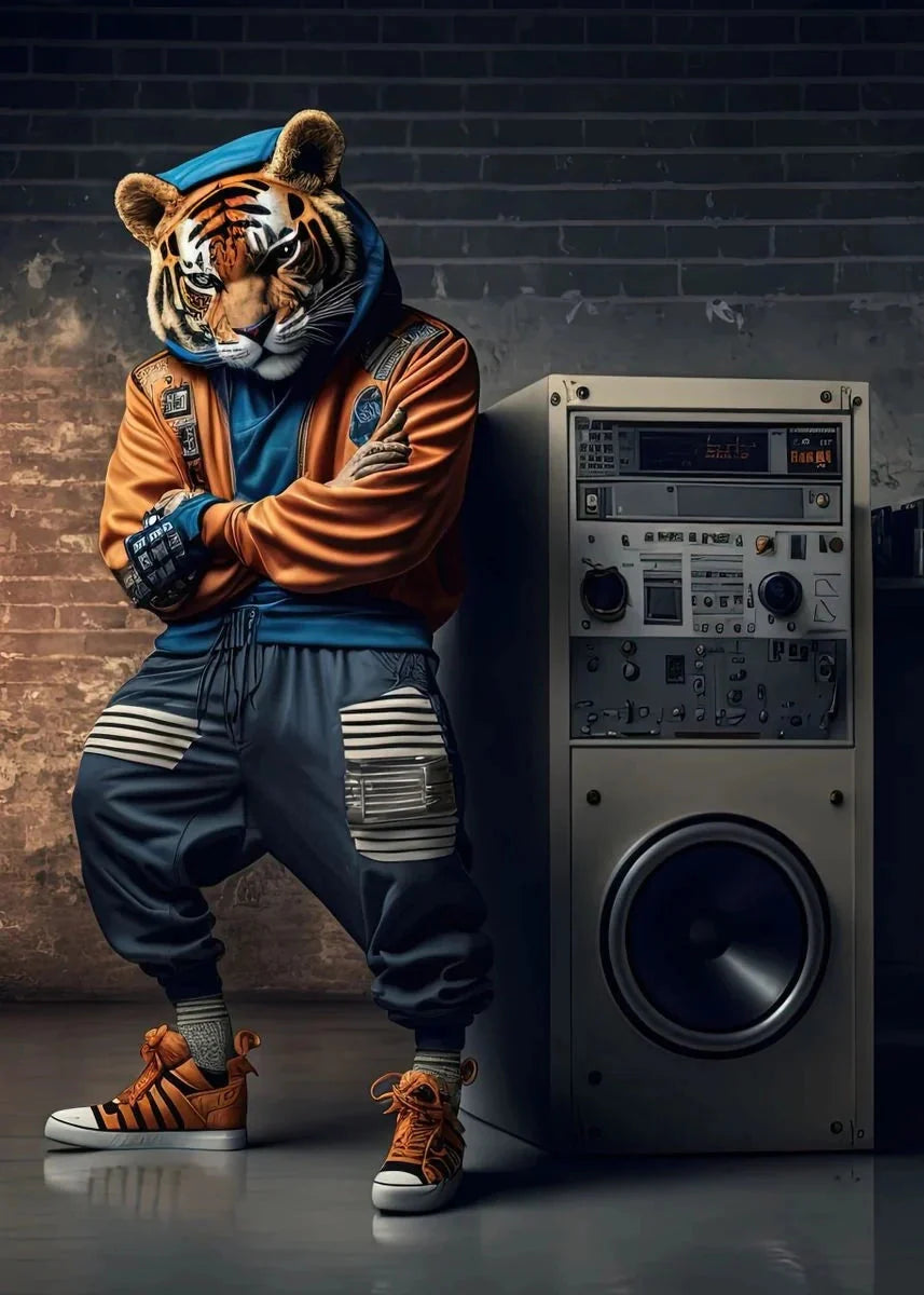 Leinwandmalerei abstraktes Tier Löwe Panda Poster Rapper Stil Leinwanddruck Nachttischmalerei für Wohnwandkunst Dekoration Bild