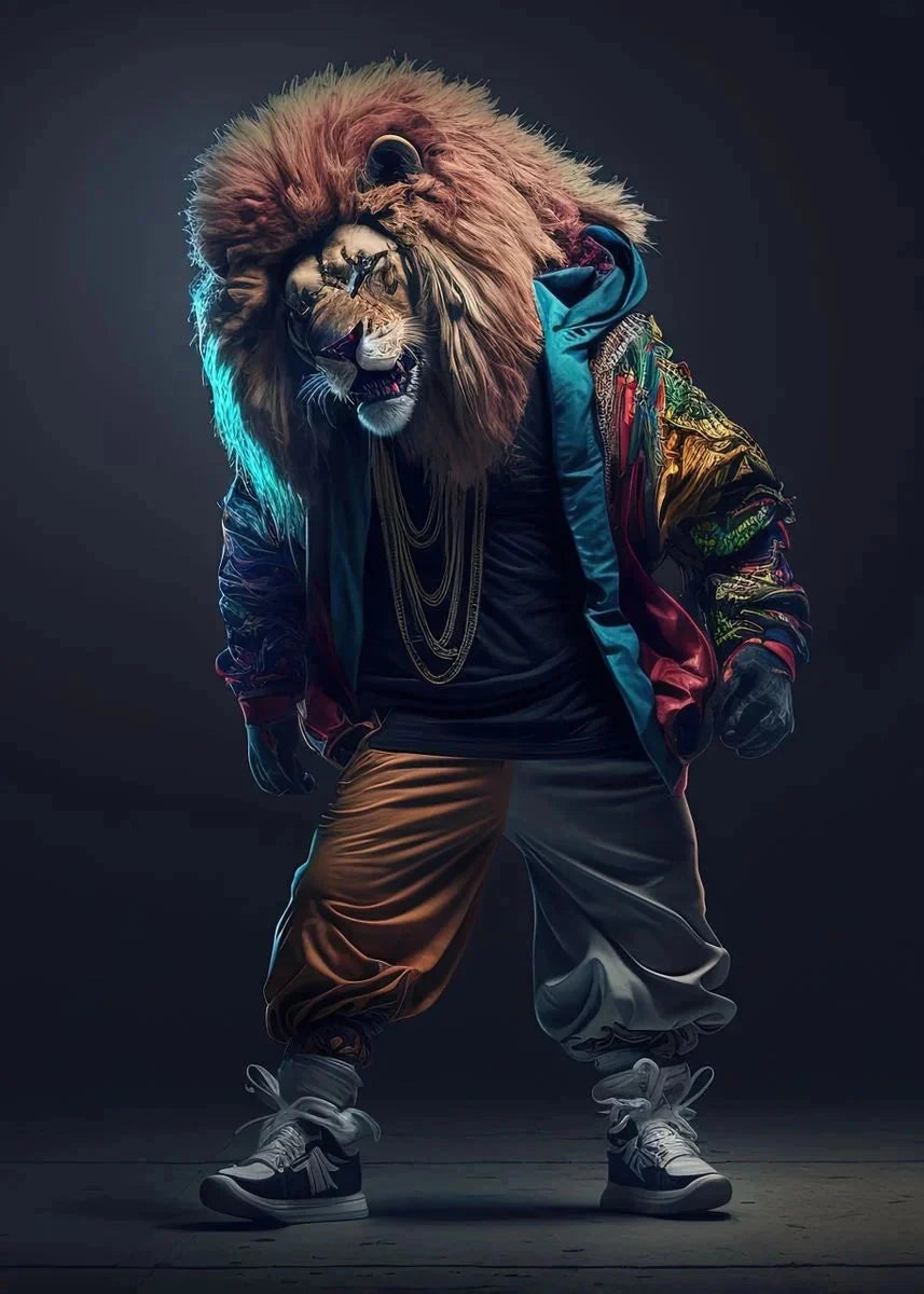 Leinwandmalerei abstraktes Tier Löwe Panda Poster Rapper Stil Leinwanddruck Nachttischmalerei für Wohnwandkunst Dekoration Bild
