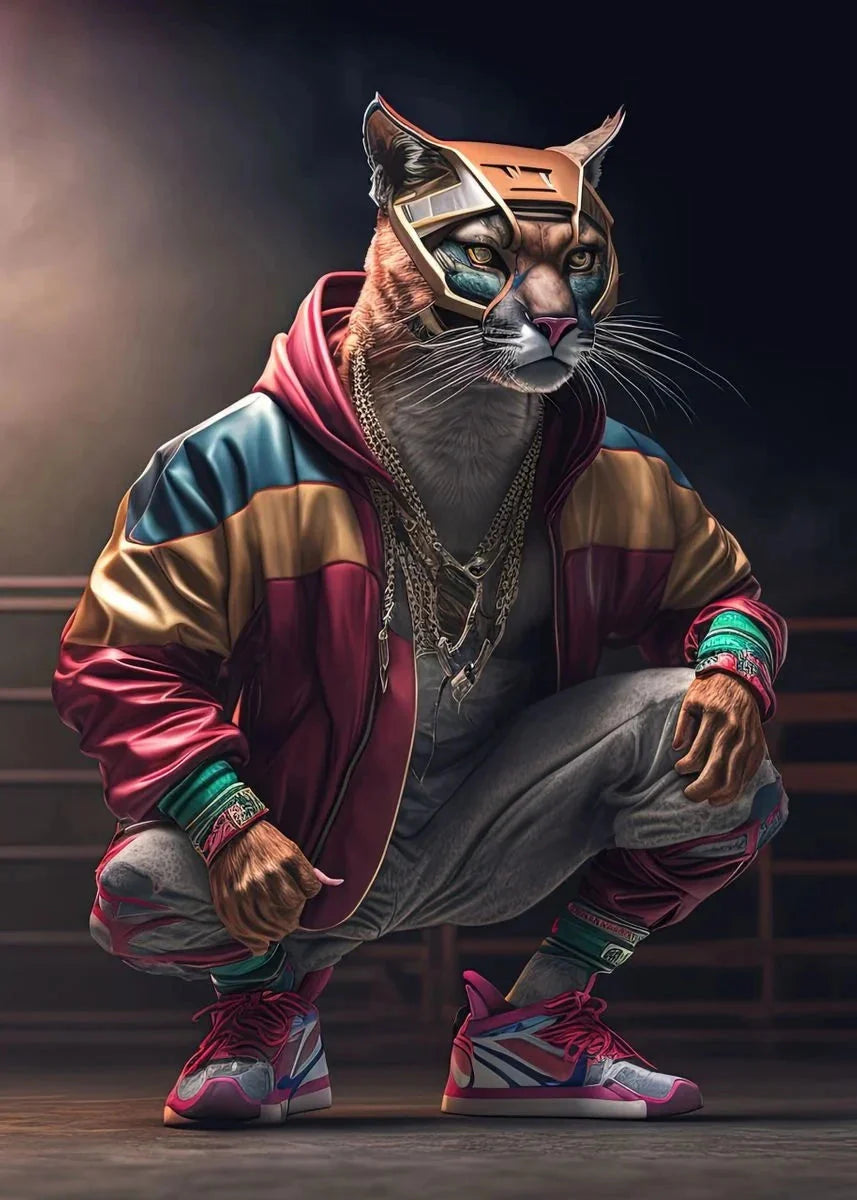 Leinwandmalerei abstraktes Tier Löwe Panda Poster Rapper Stil Leinwanddruck Nachttischmalerei für Wohnwandkunst Dekoration Bild