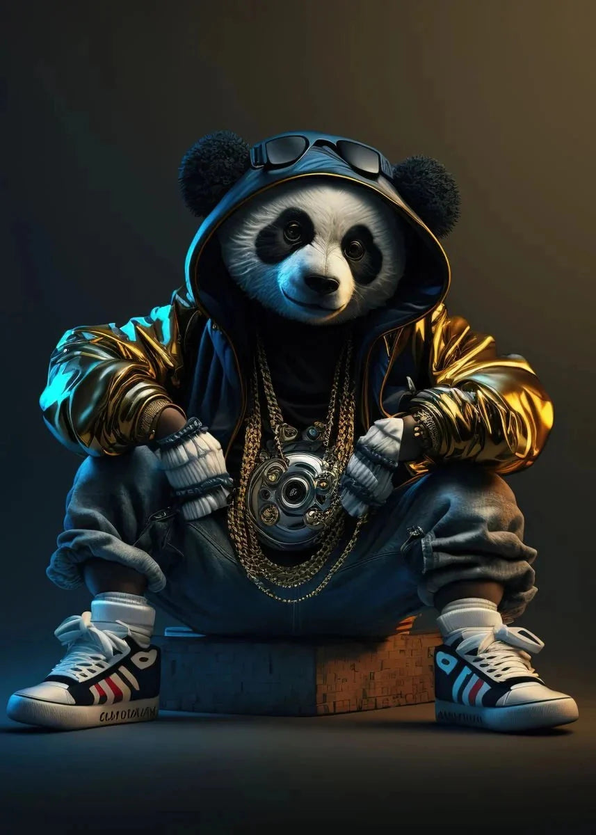 Leinwandmalerei abstraktes Tier Löwe Panda Poster Rapper Stil Leinwanddruck Nachttischmalerei für Wohnwandkunst Dekoration Bild