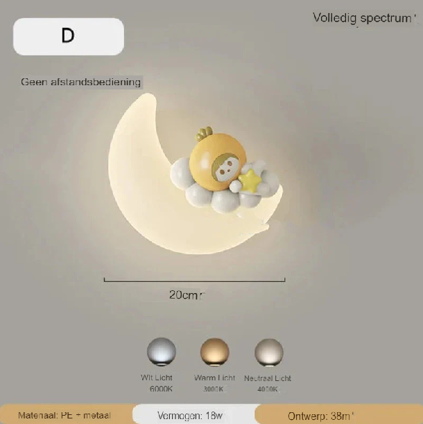 Wandleuchte Mond | Sanfte Beleuchtung | Hochwertige Qualität - Noram