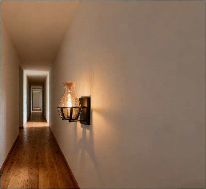 Frendorf | 1 Licht Wandlamp Sconce Lichtarmatuur Industrieel Goud Gezaaid Glas Wandlamp voor Badkamer