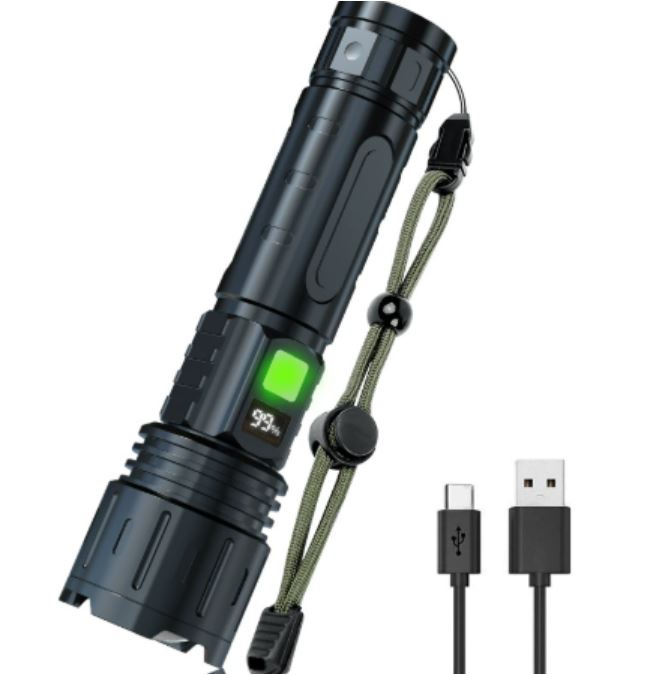 Frendorf | 100.000 Lumen wiederaufladbare LED-Taschenlampe | Wasserdicht, stoßfest & ideal für Wandern, Notfälle & Stromausfälle