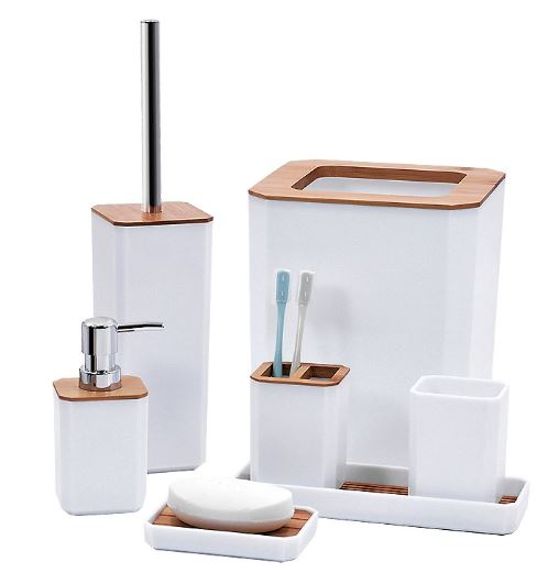 Frendorf | Azulene 5-teiliges Badezimmer-Set | Elegantes Design | Praktisch & Modern | Blau