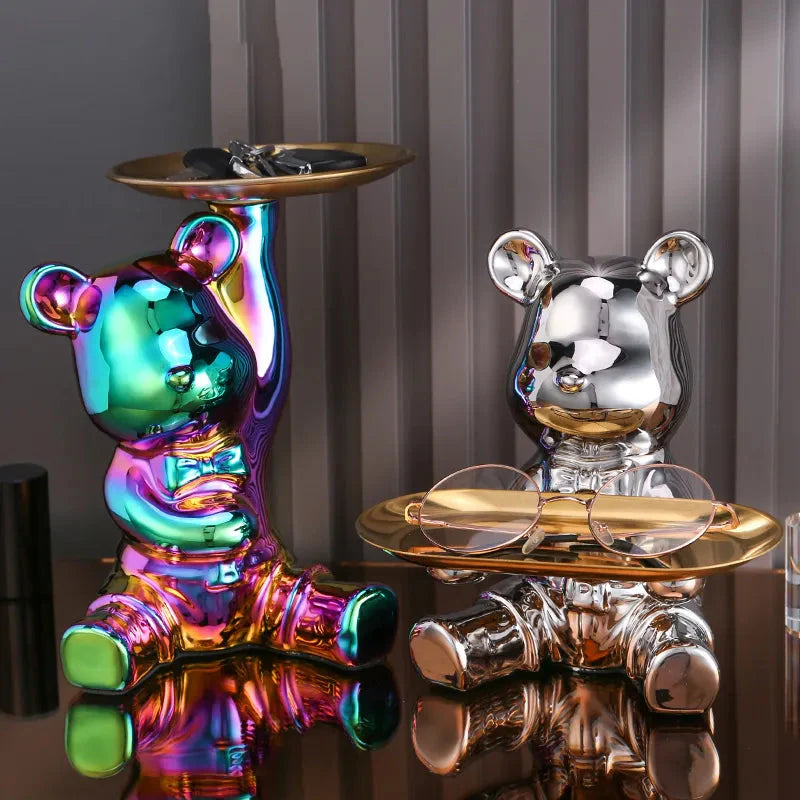 Keramische Farbige Plattenbären Aufbewahrungsbox Home Living Neues Zimmer Desktop Aufbewahrungstablett Dekorative Statue Sparschwein Ornamente