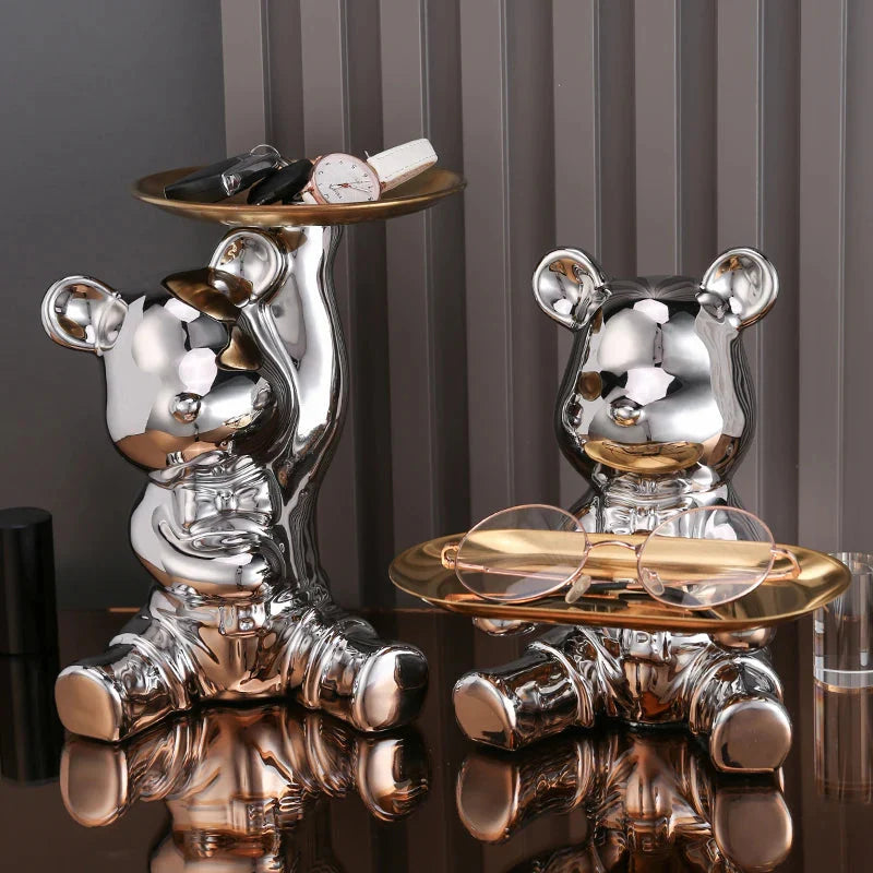 Keramische Farbige Plattenbären Aufbewahrungsbox Home Living Neues Zimmer Desktop Aufbewahrungstablett Dekorative Statue Sparschwein Ornamente