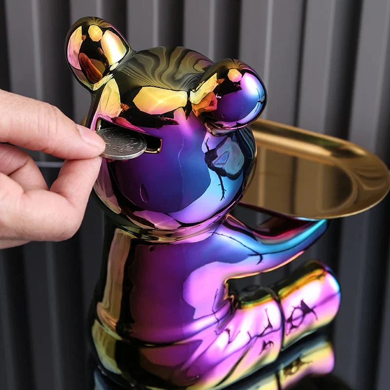 Keramische Farbige Plattenbären Aufbewahrungsbox Home Living Neues Zimmer Desktop Aufbewahrungstablett Dekorative Statue Sparschwein Ornamente