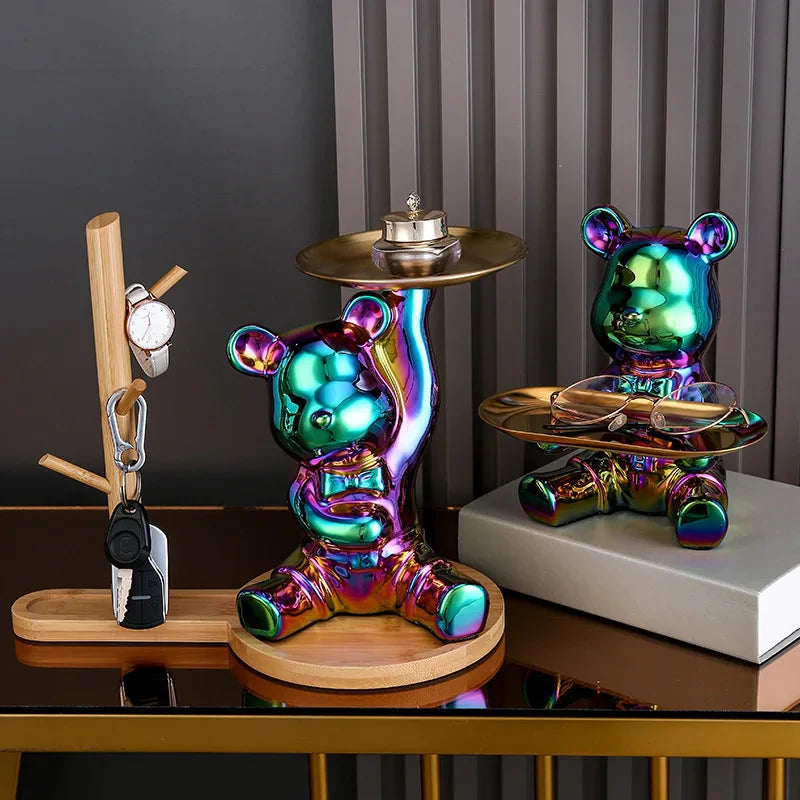 Keramische Farbige Plattenbären Aufbewahrungsbox Home Living Neues Zimmer Desktop Aufbewahrungstablett Dekorative Statue Sparschwein Ornamente