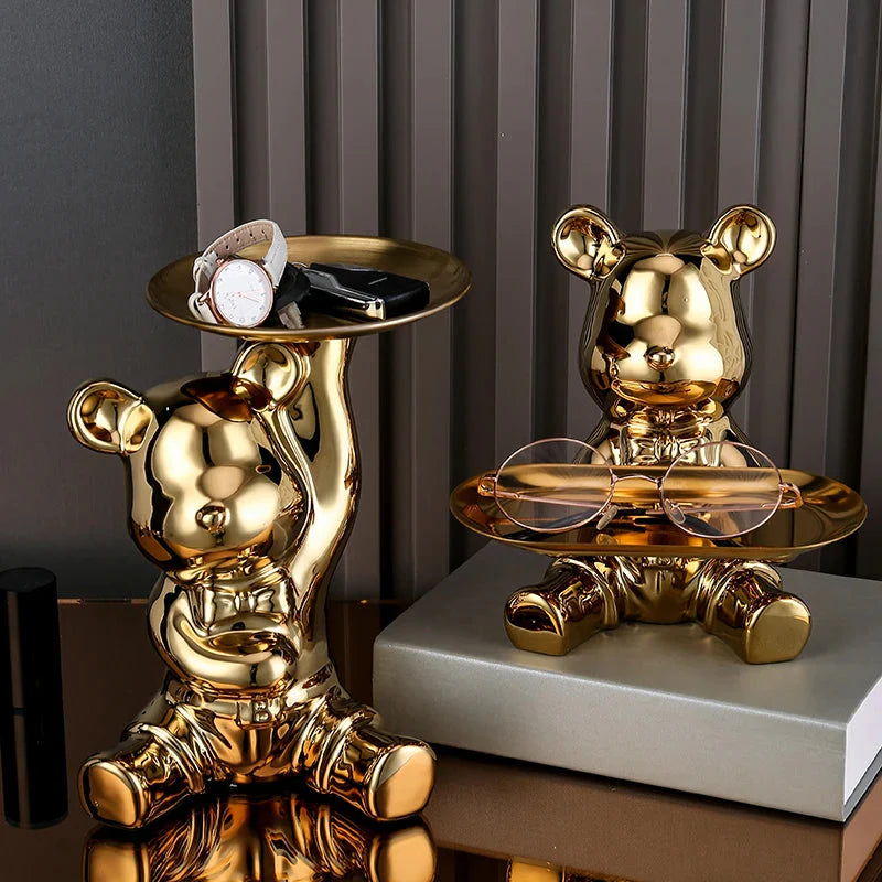 Keramische Farbige Plattenbären Aufbewahrungsbox Home Living Neues Zimmer Desktop Aufbewahrungstablett Dekorative Statue Sparschwein Ornamente