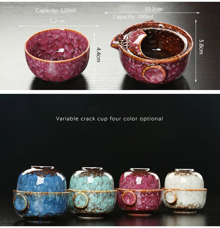 Keramisches Gaiwan-Set kuai ke Teeset Camping Kung Fu Teeset 1 Teekanne 1 Tasse Reise-Teekanne Kaffeetasse Wasserbecher Bürokessel Trinkgeschirr