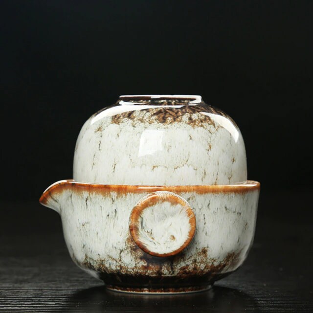 Keramisches Gaiwan-Set kuai ke Teeset Camping Kung Fu Teeset 1 Teekanne 1 Tasse Reise-Teekanne Kaffeetasse Wasserbecher Bürokessel Trinkgeschirr