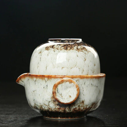 Keramisches Gaiwan-Set kuai ke Teeset Camping Kung Fu Teeset 1 Teekanne 1 Tasse Reise-Teekanne Kaffeetasse Wasserbecher Bürokessel Trinkgeschirr