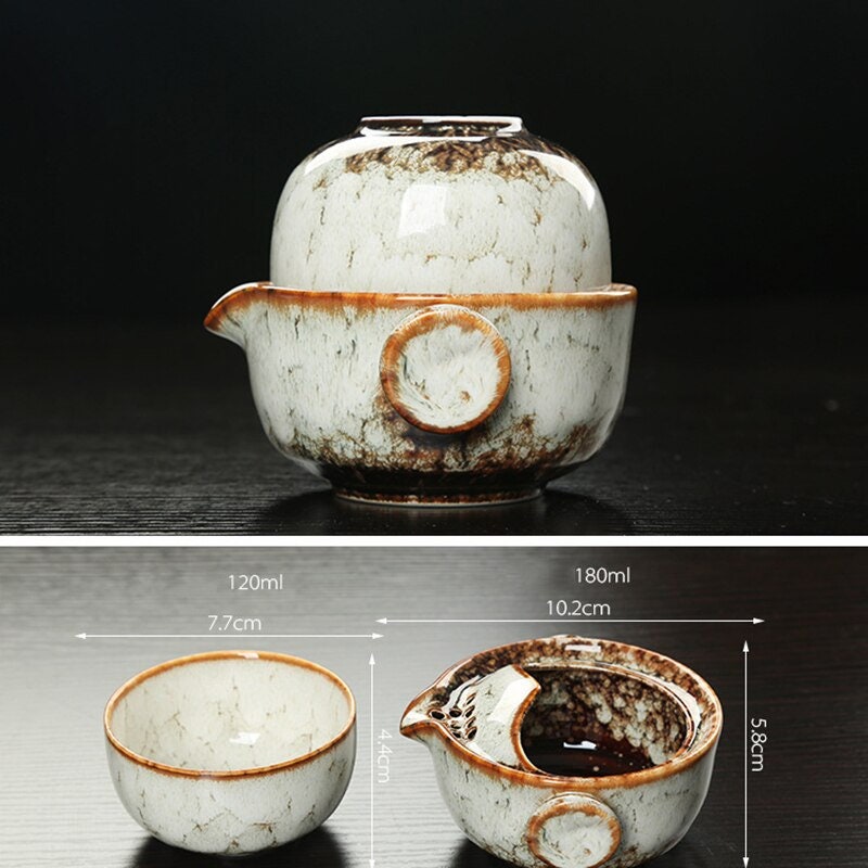 Keramisches Gaiwan-Set kuai ke Teeset Camping Kung Fu Teeset 1 Teekanne 1 Tasse Reise-Teekanne Kaffeetasse Wasserbecher Bürokessel Trinkgeschirr