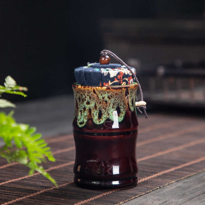 Keramischer Teedose Teebox Teebehälter Lagertank Versiegeltes Glas Getreidetank Bonbonglas Teeorganizer Teedose Schreibtischaufbewahrungsbox
