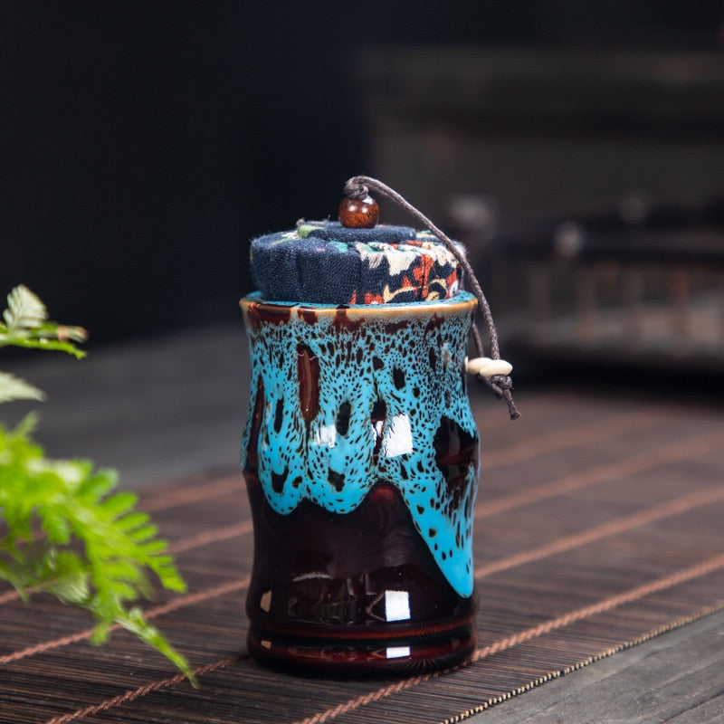Keramischer Teedose Teebox Teebehälter Lagertank Versiegeltes Glas Getreidetank Bonbonglas Teeorganizer Teedose Schreibtischaufbewahrungsbox