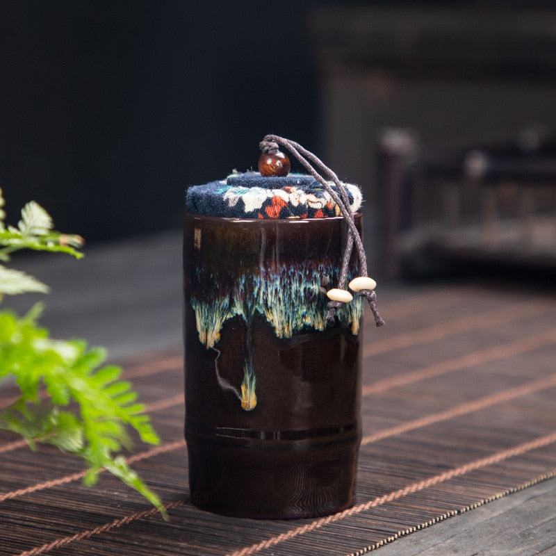 Keramischer Teedose Teebox Teebehälter Lagertank Versiegeltes Glas Getreidetank Bonbonglas Teeorganizer Teedose Schreibtischaufbewahrungsbox